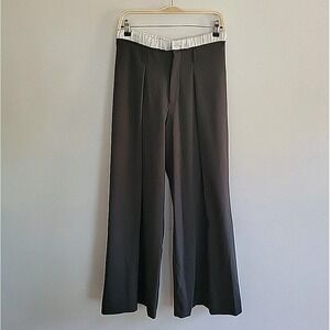 Zara Wide Leg Pants Small Gray Pleated High Rise Minimalist Relaxed Streetwear